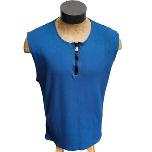 Prana Mens Vest Size XL Blue Sleeveless‎ Breathe Coolmax Shirt